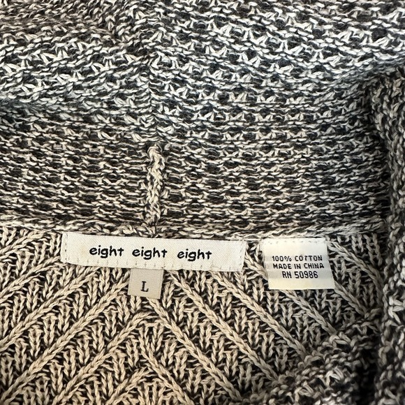 Eight Eight Eight Gray Cowl Neck Sweater 100% Cotton Curved Hem Womens Large - Picture 9 of 10